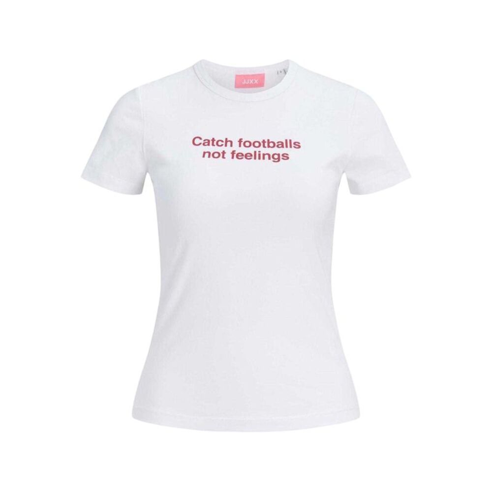 JJXX Womens/Ladies Catch Footballs Not Feelings Cotton Blend T-Shirt / Bright Wh